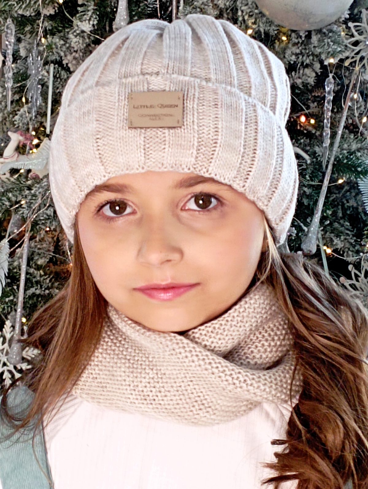 Дитяча в’язана шапка світлий беж | ТМ Ластівка